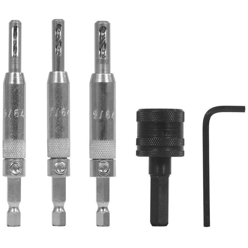 Make it Snappy Tools 45400 - 3-Piece Self Centering Hinge Bits and Quick Change Chuck Set, #2/#6/#8 Soft Wood Screws and #4/#10 Hard Wood Screws, 1/8" Hex Key, 1/4-Inch Hex Power Bit Shank - Image 1